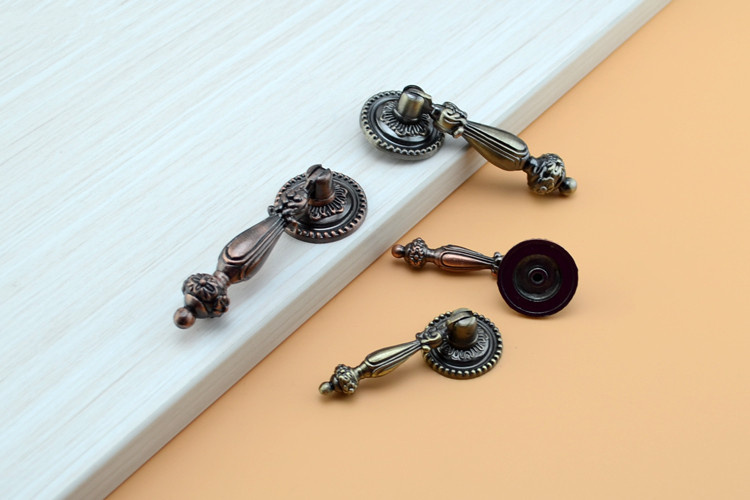 Single-hole handle modern bronze handle cabinet door handle drawer handle pendant handle Chinese style antique furniture handle