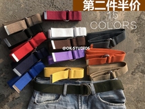 American vintage Japanese style Korean port wind pants with double ring buckle Leisure 100 lap belt male and female canvas textile strap ins