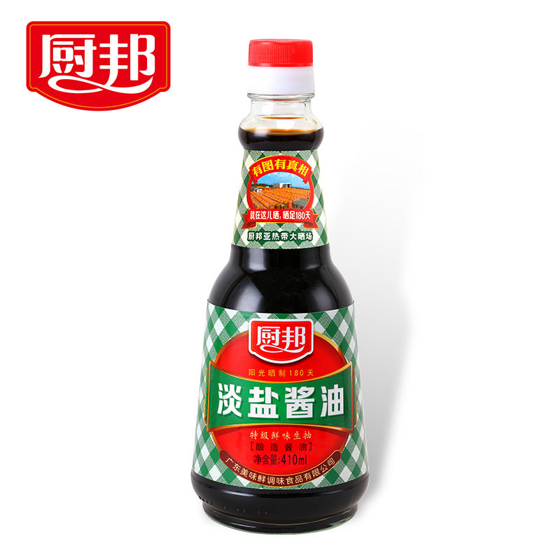 【天猫超市】厨邦淡盐酱油410ml低盐淡口天然鲜味自然酿造生抽