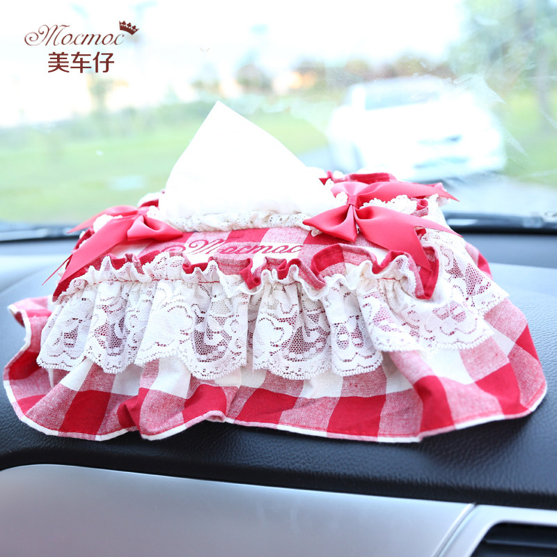摩丝娃娃 欧式汽车纸巾盒套车用可爱纸巾盒套女性汽车内饰装饰品