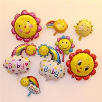 Smiley face Sunflower aluminum film balloon childrens party supplies arrangement 100 natural day party decoration cartoon aluminum film