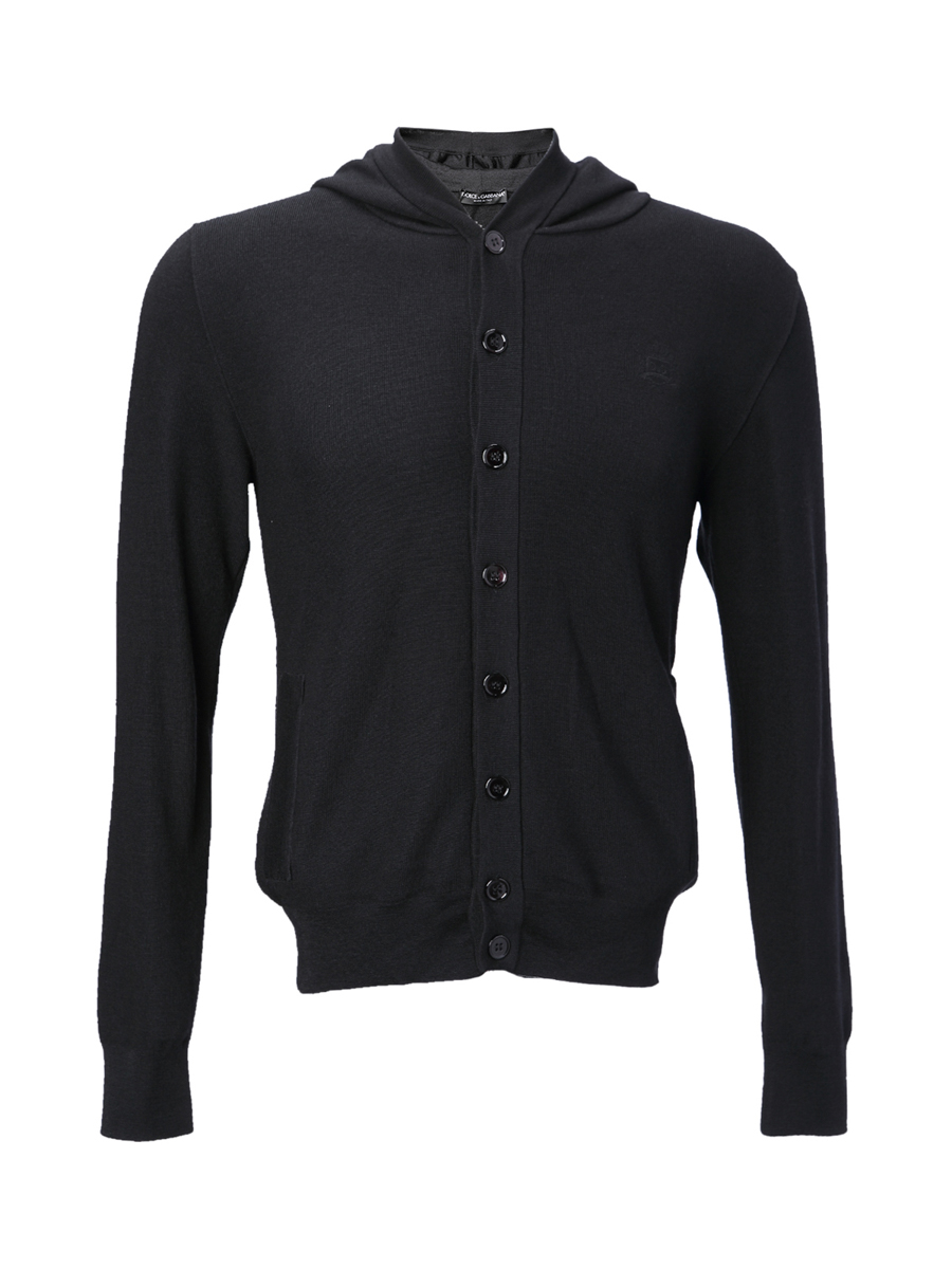 Dolce&Gabbana 黑色连帽饰长袖针织外套