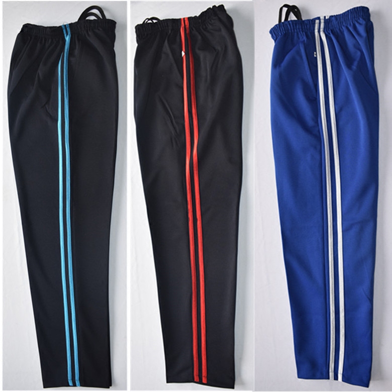 Blue parallel bars black red strip junior high school student school uniform pants sports loose plus fat primary school boys and girls long school pants