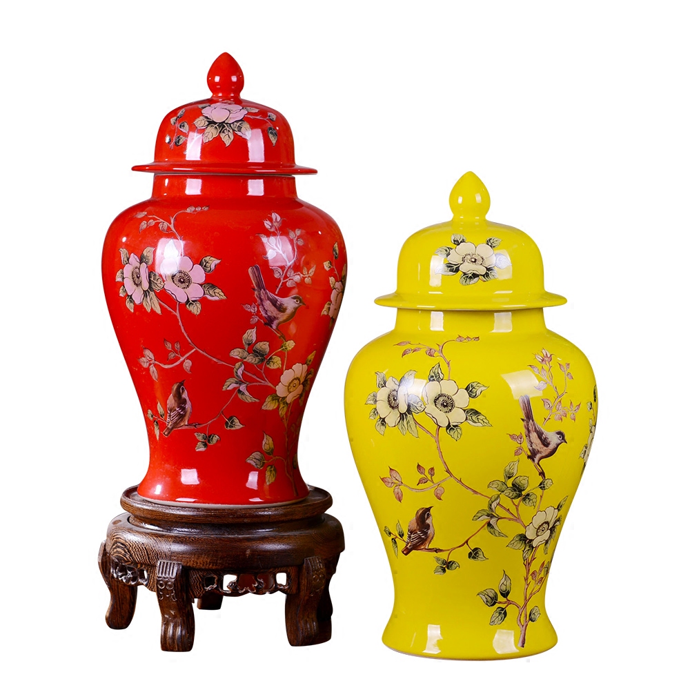 Jingdezhen ceramic general furnishing articles pastel color glaze tank storage tank is a new Chinese style household adornment sitting room decoration