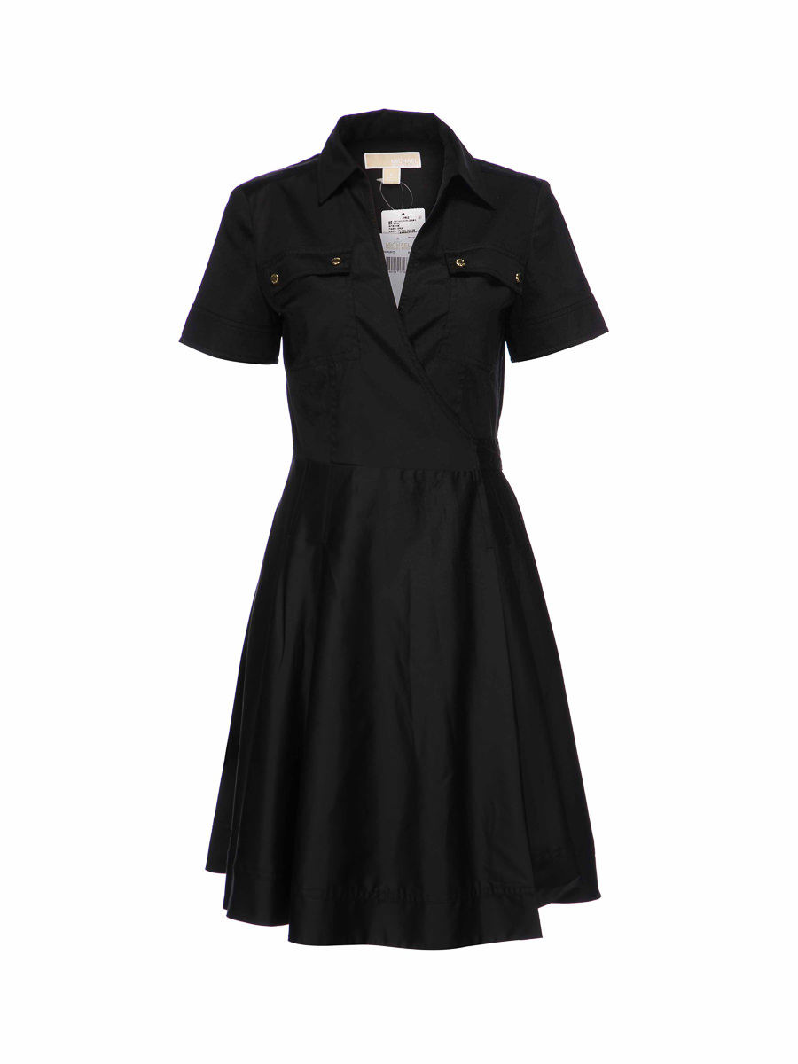 MICHAEL Michael Kors 黑色斜门襟系带装饰连衣裙