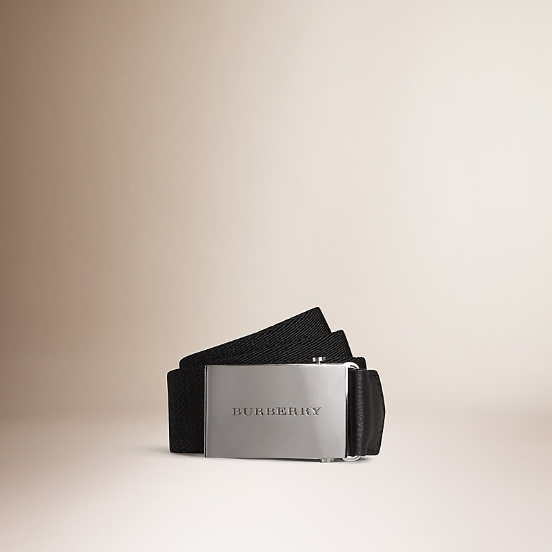 Burberry博柏利 饰牌搭扣网纹帆布腰带  40004441