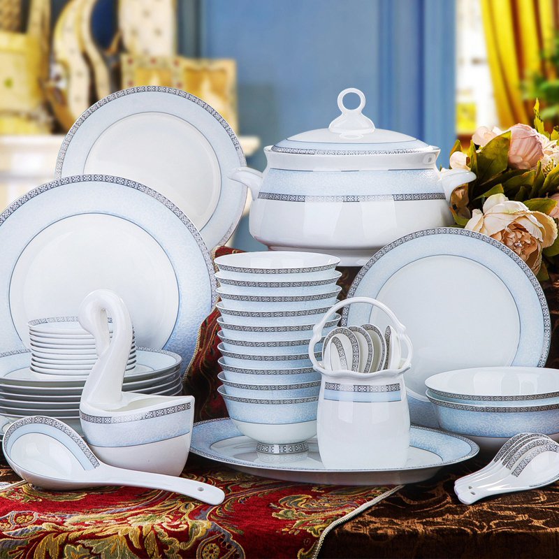Cutlery set bowl dish dish bowl chopsticks combination of Chinese style household Jane European style ceramics dishes suit wedding gifts