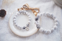 One Drawer Handmade 925 Sterling Silver Brunette Crystal White Turquoise Crystal Men and Women Couple Bracelet Birthday Gift