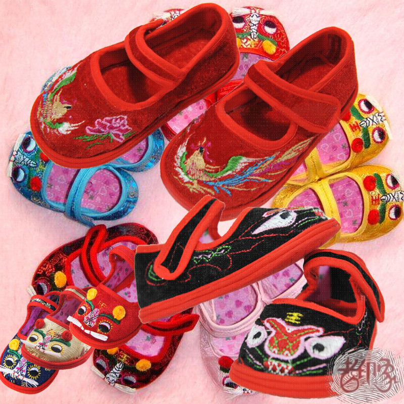 Spring, summer, autumn and winter men and women baby full moon 100 days tiger head shoes baby children Tang suit cloth shoes hard ground soft bottom toddler shoes