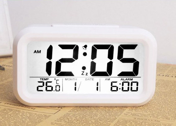 New temperature shows clever alarm clock large display screen clever lamp bell mute alarm clock light induction clock