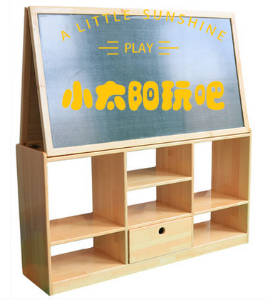 Multifunctional double-sided drawing board blackboard storage cabinet combination drawing frame small blackboard nursery wood blackboard storage cabinet
