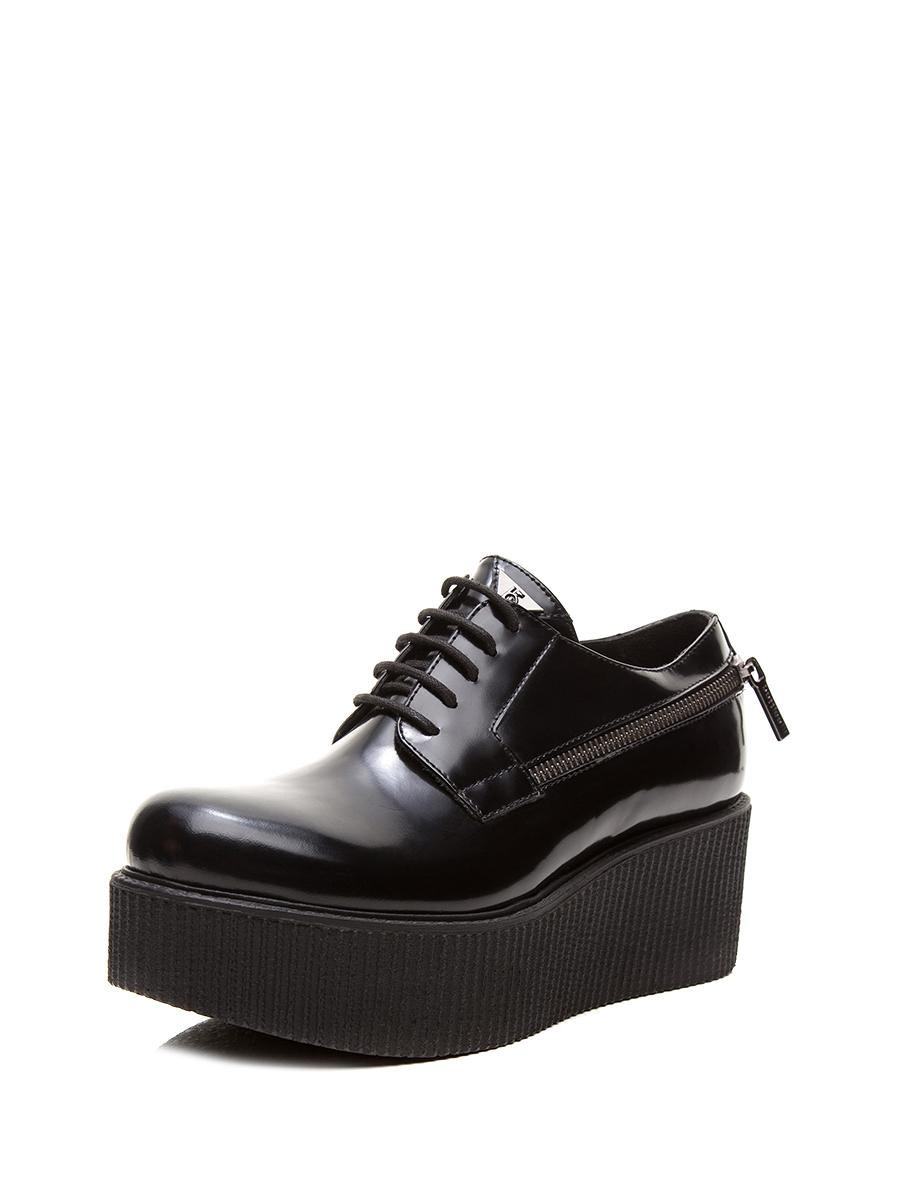 Roberto Botticelli 黑色拉链饰系带厚底休闲鞋