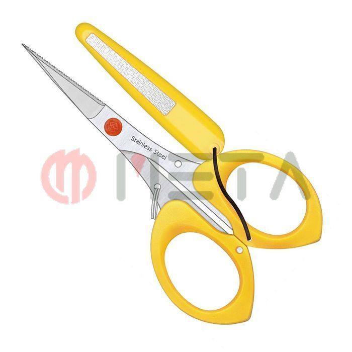 Taiwan elegant DIY tool yellow multifunctional scissors with protective cover file TC-120T