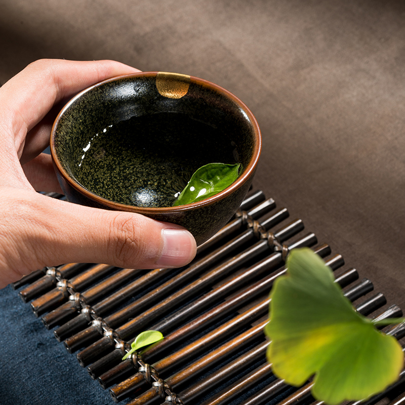 Kung fu tea cups to build light oil droplets temmoku masters cup small bowl with single glass ceramic individual sample tea cup tea light perfectly playable cup