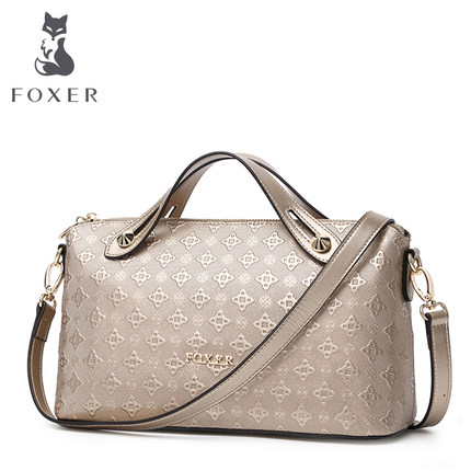 金狐狸新款女包欧美潮流斜挎包时尚牛皮手提包压花休闲百搭单肩包