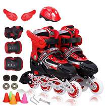 Childrens skates inline skates adult mens and womens flash roller skates beginner adjustable size full set