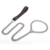 New cowhide stainless steel one-piece Pp chain medium and large dog leash training dog chain explosion-proof dog leash item
