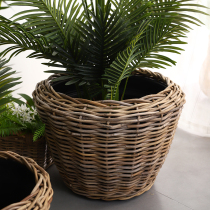 Southeast Asian rattan basket flower basket flower stand with plants and floor-standing flower pots B&B M pastoral style hand-woven storage