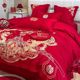 New Chinese wedding red four-piece set u dragon and phoenix embroidered quilt cover cotton bed linen wedding bedding