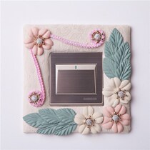 European fabric switch cover three-dimensional creative socket wall sticker protective cover J room pastoral decoration personalized switch sticker