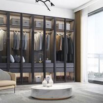 Customized minimalist narrow frame tempered glass cabinet door aluminum frame glass door H flat door wine cabinet door bookcase door wardrobe