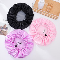 Double-layer enlarged shower cap adjustable nightcap shower cap for women waterproof bathing large size waterproof shower cap waterproof bathing 1