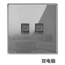Gray switch socket tempered glass panel large plate with indicator light single-joint single-control switch U switch one-open wall plug