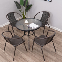 Cast iron outdoor table and chairs one table and four chairs courtyard leisure tea drinking combination outdoor parasol bar open-air milk tea