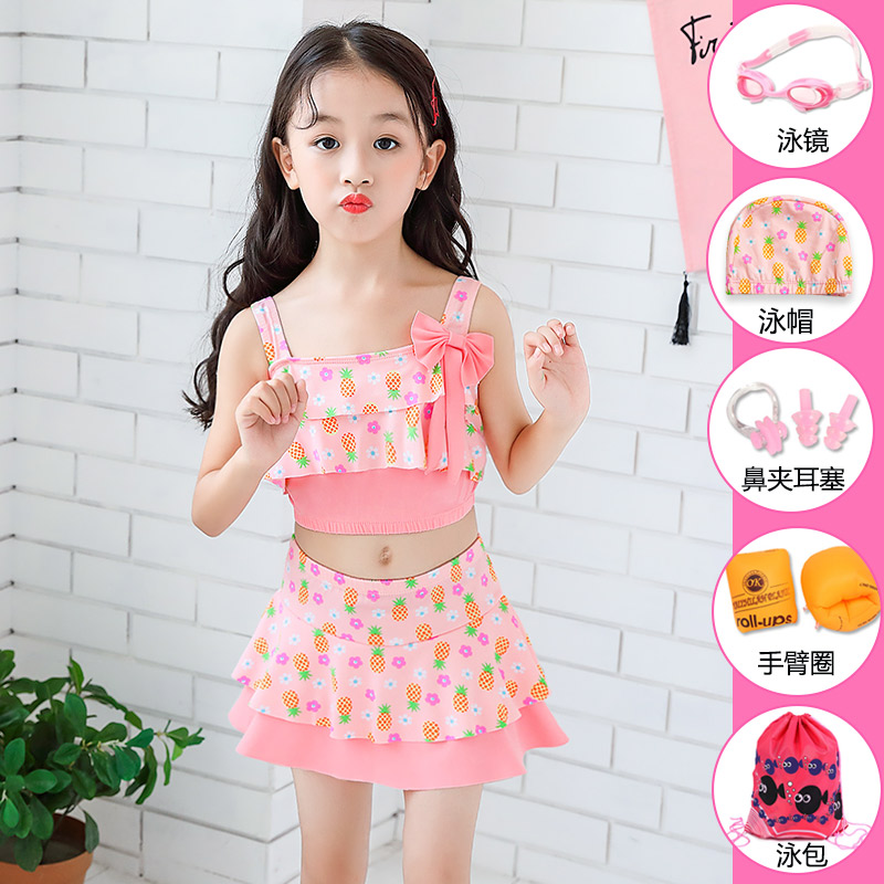 The new swimsuit women's q-style children Two-style foreign girls swimsuit girls 6-year-old 202S3 new 10-year-old Han