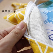 Cotton and linen household tissue bag hanging double-layer simple car tissue set living room paper bag lanyard tissue box