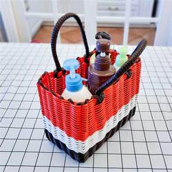 Portable bath basket bathroom woven bath basket plastic woven blue storage bath basket shopping basket vegetable basket picnic