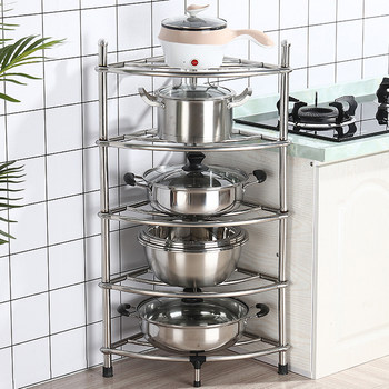 Stainless steel kitchen a room storage rack tripod floor storage rack multi-layer storage rack pot rack for household use saving
