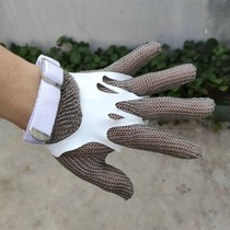 Stainless steel wire ring iron gloves three-finger five-level protection cutting safe butchering fish cutting meat cutting electric saw