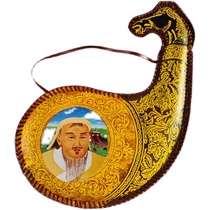 Mongolian characteristic leather bag wine pot empty pot ethnic style handicrafts Mongolian meal decorations performance tools portable flatware