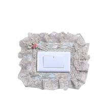 Lace fabric switch sticker switch cover single open double open with pocket mobile phone charging socket protective cover switch decorative cover