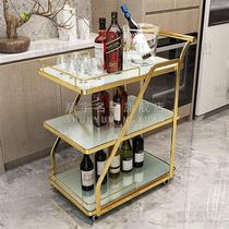 Sufa Shunyu Mingxuan three-story beverage cart mobile dining cart gold-plated mobile trolley service cart 4S store snack cart