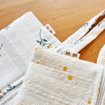 Pastoral small fresh tissue bag lanyard style small daisy household hanging tissue cover double layer car paper bag fabric