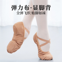 Full elastic fabric dance soft-soled shoes for adults womens practice shoes cat claw shoes showing instep no lace-up ballet dancing shoes