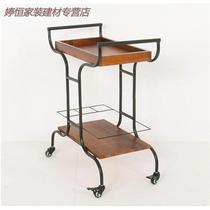 Mealside trolley stand recommended American retro iron dining C cart solid wood trolley hotel restaurant cafe mobile