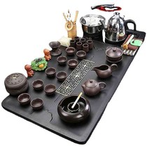 Complete tea set set tea tray tea gong large household fully automatic water supply living room office sand ceramic tableware purple public tray