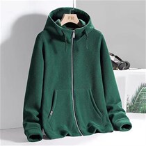 Jackets for men and women outdoor winter fleece jacket warm and thickened hooded stand-up collar cardigan stretchy fleece charging liner