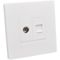 Blank information panel Category 7 network o computer plugged into cable TV network port Category 6 super wall socket without module