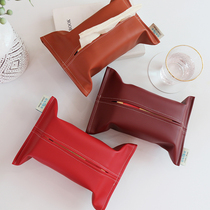 Solid color leather waterproof and oil-proof tissue box modern simple tissue bag thick tissue cover car household tissue bag