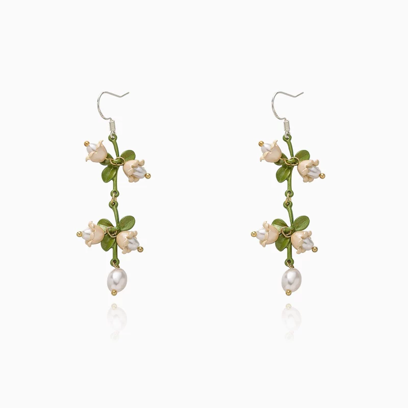 Новый стиль [] [DD@Yone субсидия] Blue Bell Flower Flower Streaming Earrings Little Fresh Fresh Mori