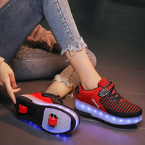 Deformed heelys shoes for men students childrens shoes childrens shoes girls shoes childrens shoes with lights explosive childrens shoes double-wheeled invisible wheel shoes