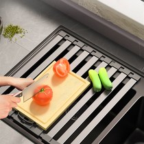 Kitchen sink drain plate stainless steel dish u drain rack for chopping board rack sink drain curtain foldable