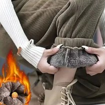 Corduroy Solid Casual Women Thicken Pants Lamb Fleece