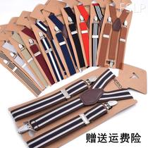 Fashionable suspenders non-slip womens k suspenders versatile pants mens groomsmens trousers elastic striped elastic for men and women