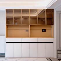 Light luxury minimalist tempered glass cabinet door custom-made narrow frame aluminum alloy dining room bookcase door cloakroom wine cabinet custom-made