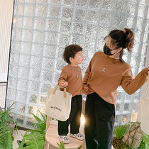 2022 Autumn fitting new parent-child long sleeve T-shirt mother and mother female clothing boy Huafg casual blouses undershirt tide